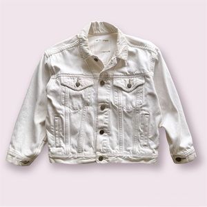 Vintage Gap Off-White Distressed Jean Jacket Cropped 80s XS